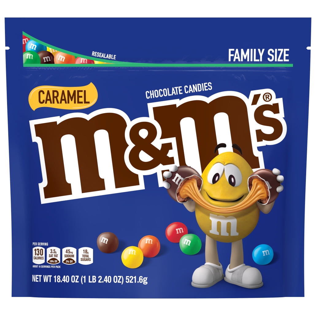 M&M'S, Caramel Chocolate Candy, Family Size Bag, 18.4 Oz
