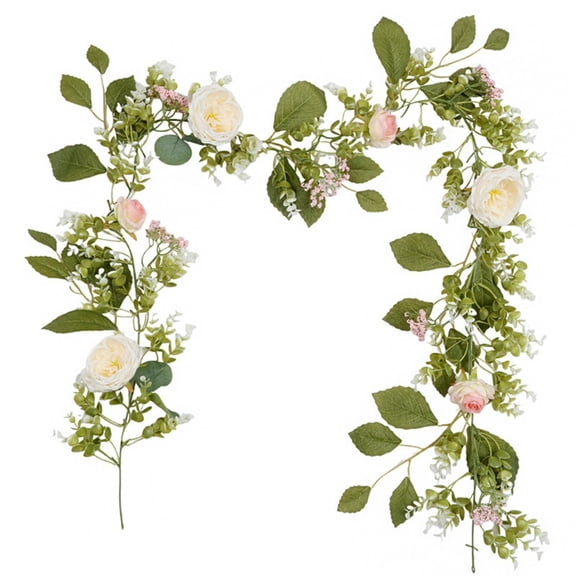 Rose Vine Silk Rose Vine Lifelike Petals Leaves Flexible Bendable Easy Shape No Watering for Home Wedding Indoor Outdoor Wall Hanging Decor
