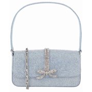 Self-Portrait Denim Shoulder Bag, Blue