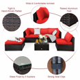 thumbnail image 3 of Costway 6PCS Outdoor Patio Rattan Furniture Set Cushioned Sectional Sofa Red, 3 of 10