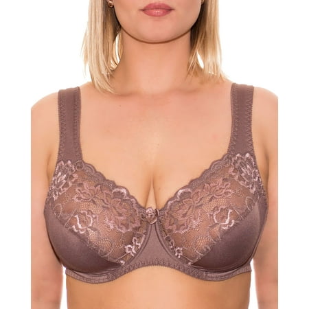 Underwire Full Coverage Bra Wide Straps Support Panels Plus Size 34 36 38 40 42 44 / C D E F G H I J (44J  Cocoa)
