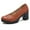Brown, variant on Women's Mary Janes Platform Pumps Mid-Heel Round Toe Slip-on Uniform Oxfords Dress Shoes Beige 5 US