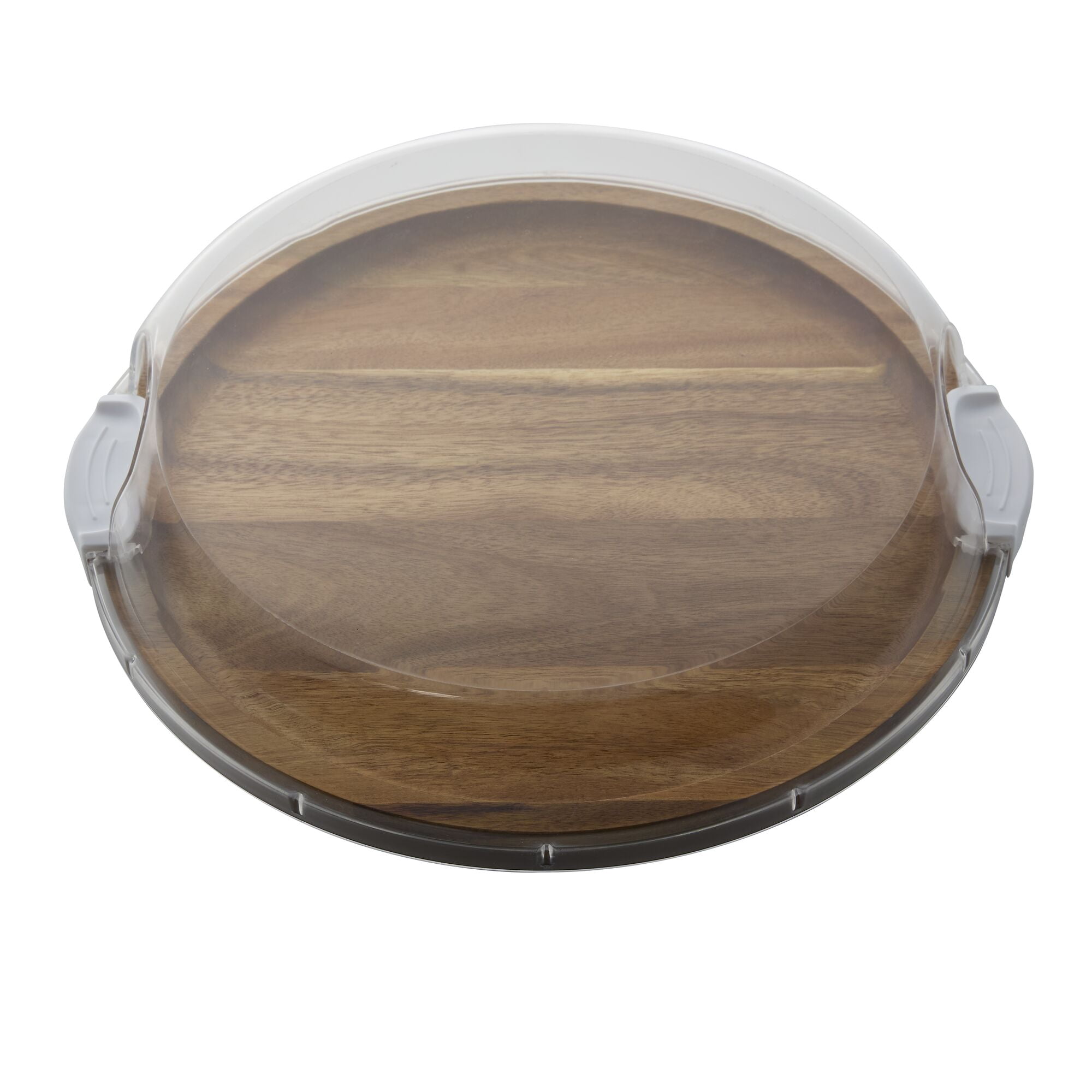 Farberware Build-A-Board 14-Inch Round Acacia Cutting Board with Single Compartment & Locking Lid