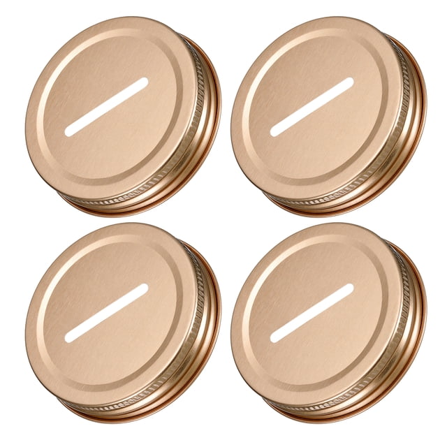 Insertos de tapa de banco con ranura para monedas Uxcell de 70 mm/2.76" para tapa de frascos de mason, paquete de 4 en color oro rosa