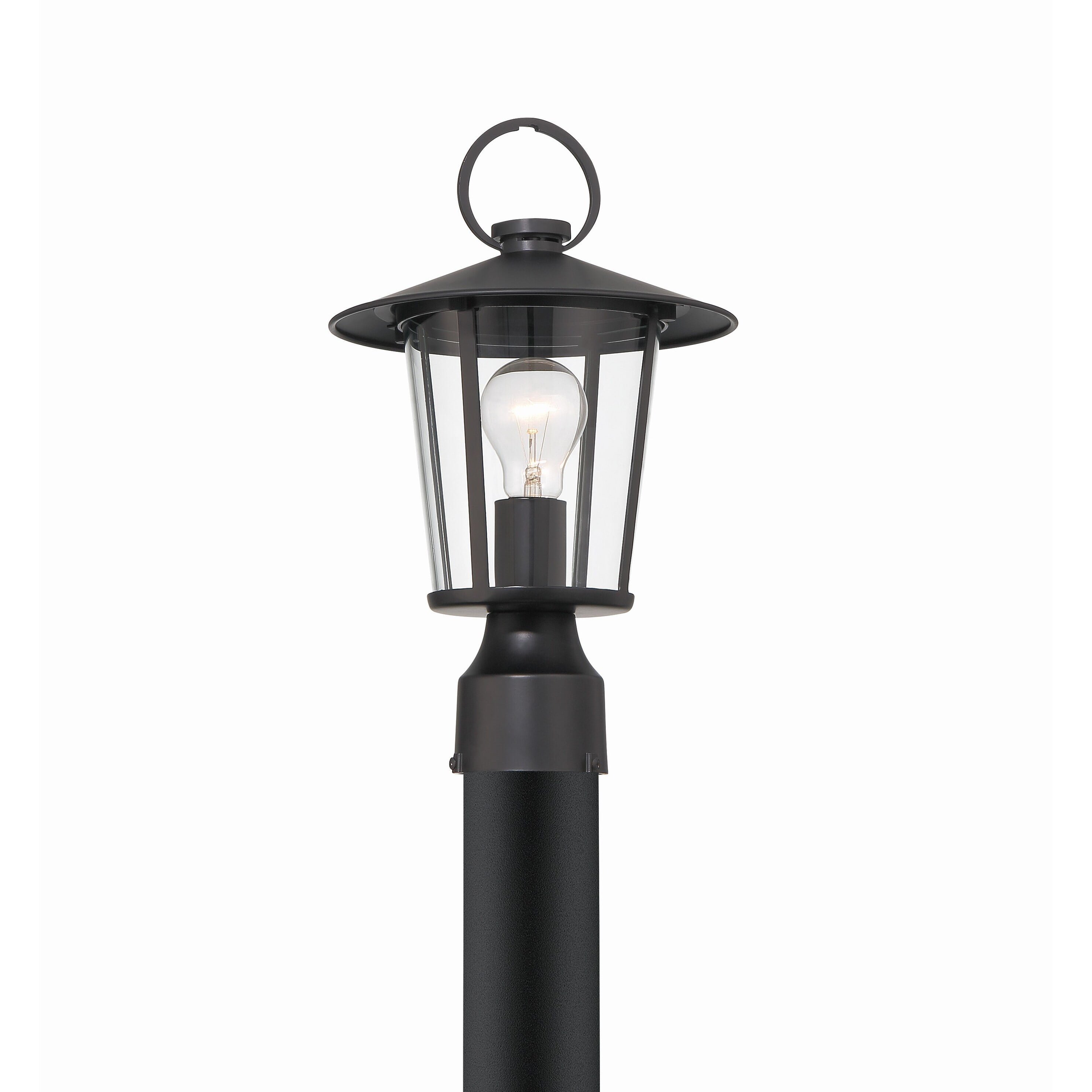 Crystorama Andover 1 Light Matte Black Outdoor Lantern Post - 9"W x 14.5"H