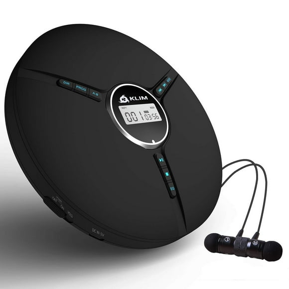 Compact Black Discman CD Player with Built-in Battery and Earphones
