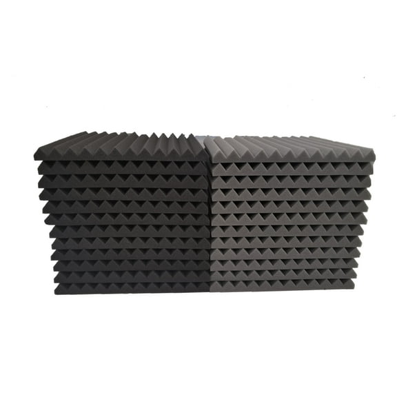 24 Black & Gray Pack Acoustic Foam Tiles Wall Record Studio Soundproof 12 x 12 x 1 inch Panels