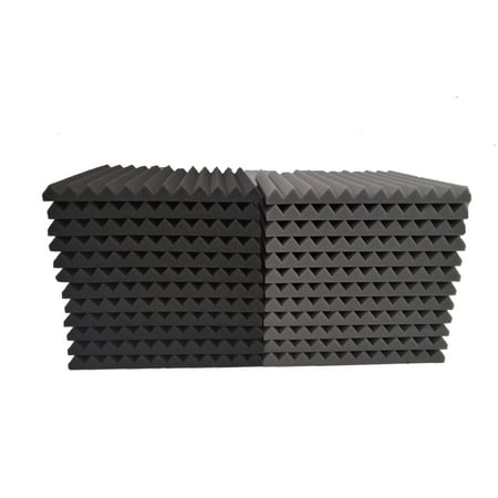 24 Black & Gray Pack Acoustic Foam Tiles Wall Record Studio Sound Proof 12 x 12 x 1 inch