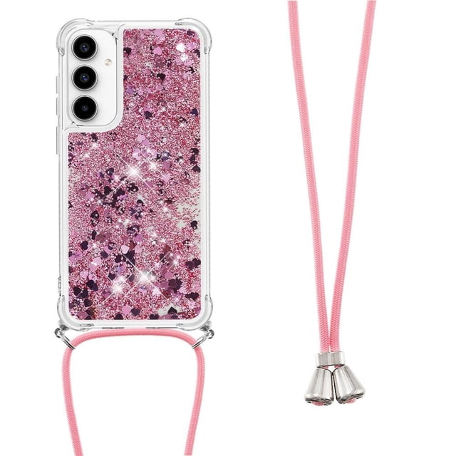 Funda FOXDOCK para Samsung Galaxy A56 con Cuerda Ajustable, Brillo Líquido, Protección Antigolpes y Lente – Ideal para Regalo