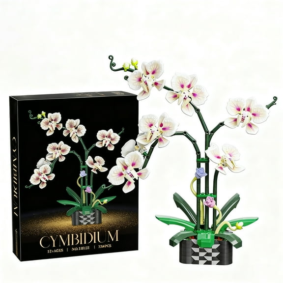 GZBricker Orchid Flowers Bouquet Building Set, Compatible with Lego Botanical Collection Home Office Decor for Women Adults Girls 736PCS