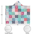 thumbnail image 3 of Wearable Blanket,Blue Boho Pioneer Flower Patchwork Pattern Hooded Wearable Sherpa Blanket for Adults & Teens,Winter Poncho Shawl Wrap Cape Thick Warm,50"x60", 3 of 5