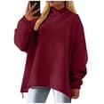 thumbnail image 2 of Yteetum Hoodies for Women Oversized Crewneck Adjustable Drawstring Hem Pullover Hooded Sweatshirts Tops Womens Casual Solid Plus Sized Loose Long Sleeve Hooded Sweatshirts Fall Winter Clothes Clothes, 2 of 5