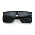 thumbnail image 1 of Rimless Oversized Monoblock Shield Rectangle Mobster Plastic Sunglasses All Black, 1 of 7