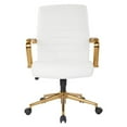 thumbnail image 3 of Mid-Back White Faux Leather Chair with Gold Finish Arms and Base K/D, 3 of 7