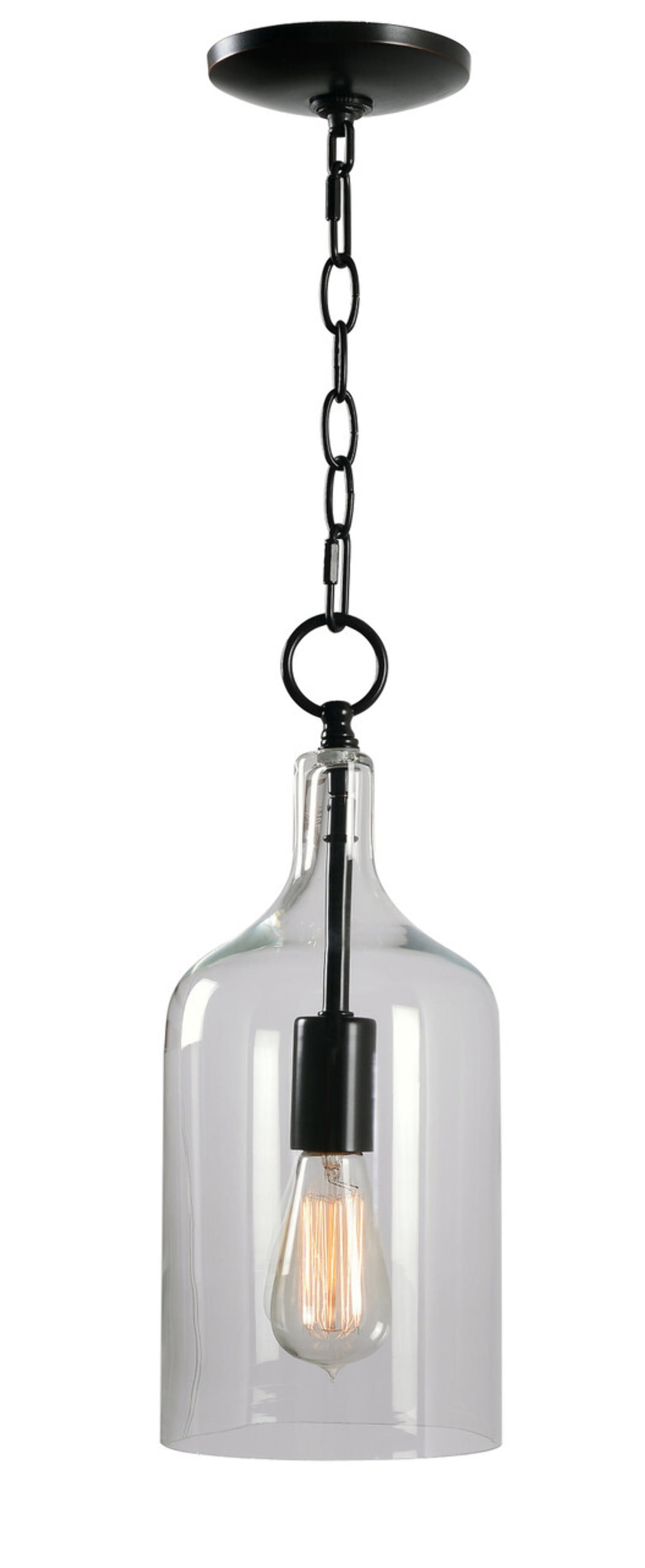 Kenroy Home Capri 6'' Pendant Light Fixture with Clear Glass Cylinder Shade for Dining Room, Kitchen Island, Bathroom, Foyer, or Entryway, Oil Rubbed Bronze