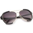 thumbnail image 3 of sunglassLA Unisex Modern Oversize Metal Crossbar Semi-Rimless Aviator Sunglasses (Black-Gold / Lavender) - 62mm, 3 of 4