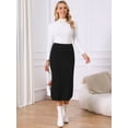 thumbnail image 4 of DARING DIVA Women's Ribbed Knit Elastic High Waist Sweater Midi Skirt L Black, 4 of 7