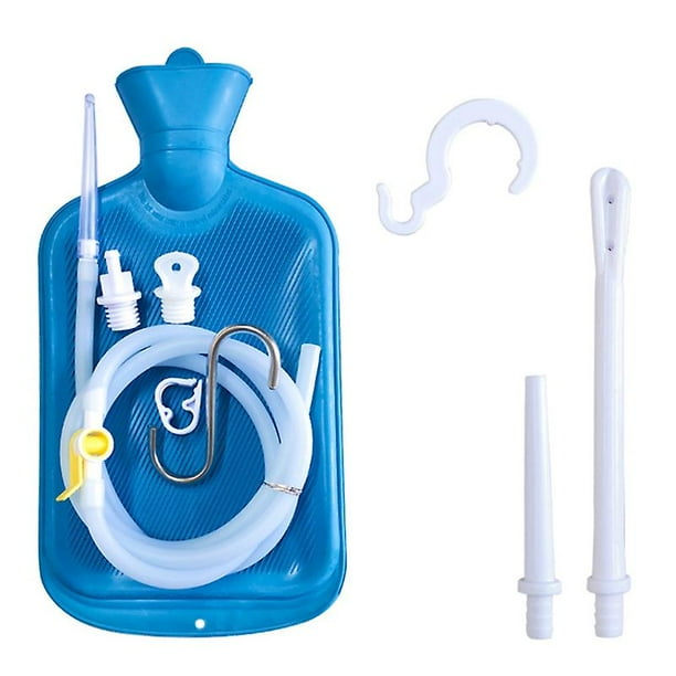 Kit de enema Bolsa de enema Manguera larga de silicona 5 Puntas reutilizables de varios tamaños Flujo de agua controlado para enemas de limpieza de desintoxicación de colon oso de fresa Hogar