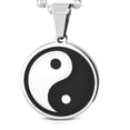 thumbnail image 1 of Stainless Steel Yin and Yang White Black Classic Pendant Necklace, 24", 1 of 3