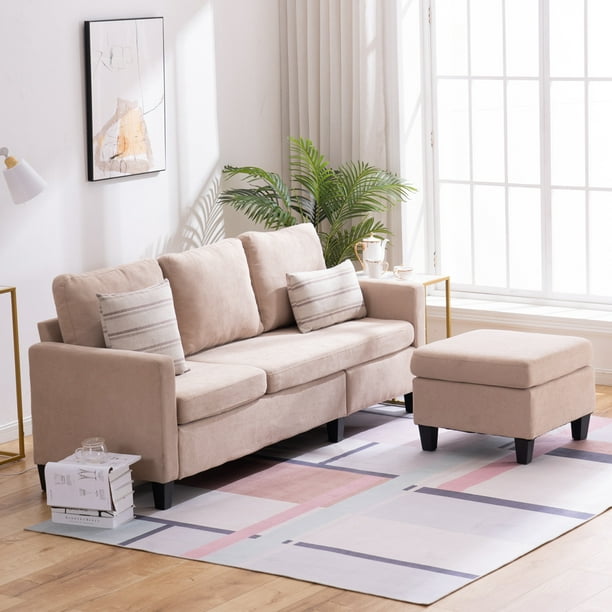 Living Room Sectional Sofa Couch With, Sofa Settee Ottoman