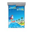 thumbnail image 2 of Christmas Bedding Set with Sheet & Covers, Surfing Santa on a Wave with Sack at the Beach Tropical Night Fantasy Cartoon, Printed Bedroom Decor 2 Shams, 4 Sizes, Multicolor, by Ambesonne, 2 of 3