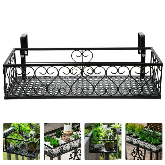 IMIKEYA 1Pc Suspended Flower Stand Black Frame for Railing Plant Pot Storage and Display