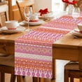 thumbnail image 5 of Pink Orange Boho Table Runner - 72 Inch Long Vintage Ethnic Tribe Abstract Art Cotton and Linen Blended Dress Scarves Farmhouse Table Runner for Kitchen Dining, Coffee Table, 13" x 72", 5 of 8
