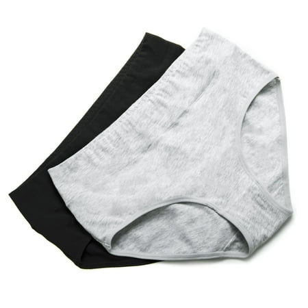 

4 Pcs Womens Underwear Cotton Panties for Women Soft High Waist Breathable Solid Color Briefs Black+Gray L