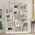 thumbnail image 2 of Homfa Triple Row 6-tier Bookshelf, 74 in Tall Bookshelf with 17 Open Display Shelves, Large Bookcase for Office Living Room, White, 2 of 9
