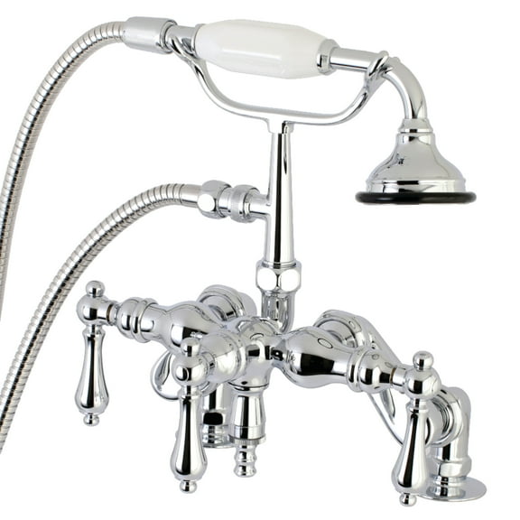 Kingston Brass AE620T1 Vintage 3-3/8" Adjustable Center Deck-Mount Clawfoot Tub Faucet with Hand Shower, Polished Chrome