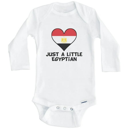 

Just A Little Egyptian Baby Bodysuit - Funny Egypt Flag Baby Bodysuit (Long Sleeve) 3-6 Months White