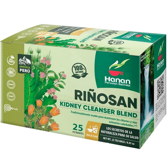 Kidney Cleanse & Joint Repair Herbal Tea - Riñosan Blend of Chanca Piedra (Stone Breaker), Cat's Claw (Una de Gato), Horse Tail (Cola de Caballo) & Huamanpinta - 25 Tea Bags Te de Ruda by Hanan