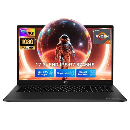NIMO 17.3" Gaming-Laptop, 8 Cores AMD Ryzen 7 8745HS 16GB DDR5 RAM 512GB SSD (Beat R9 6900HX, up to 4.9GHz) Radeon 780M GPU IPS FHD 100W Type-C Fingerprint, Backlit Keyboard