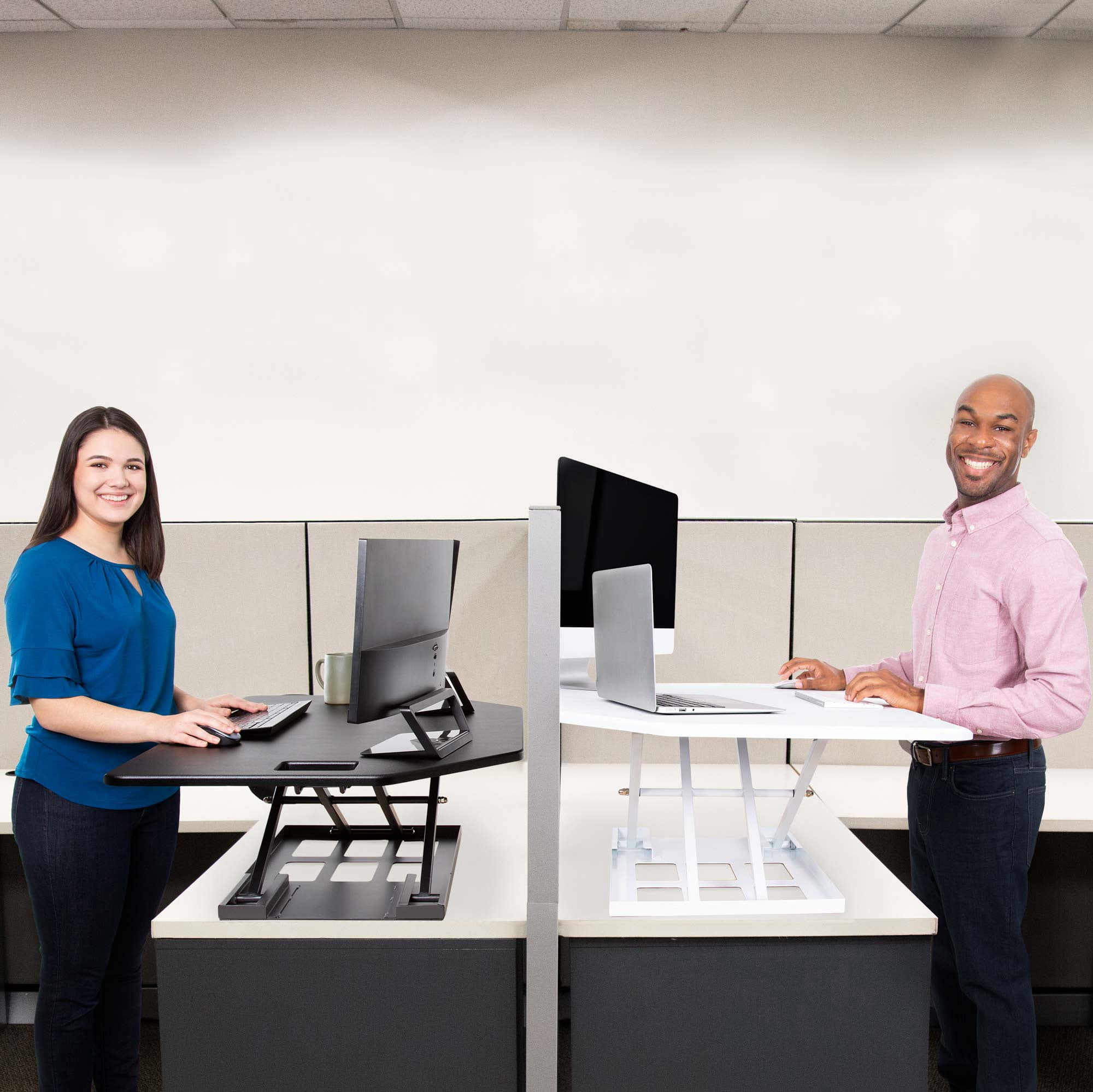 Stand Steady X-Elite Pro | Premier Corner Standing Desk Converter | Extra Large 40 Inch Sit to Stand Desk | Fully Assembled | Height Adjustable Desk Converter for Cubicles and L-Shaped Desks (Black)