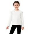 thumbnail image 2 of Miluxas Girls Cotton Long Sleeve T-Shirt Toddler Comfort Soft Thick Basic Crewneck Tee Tops with Ruffles Trim White 13-14 Years, 2 of 6