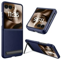 Dteck Built-in Front Screen Protector Case for Motorola Razr 2025/2024,Slim Leather  PC Case with Invisible Kickstand Shockproof Back Cover for Motorola Razr 2025/Motorola Razr 2024,Blue