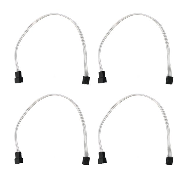 4pcs PWM Câble d'Extension de Ventilateur 4 Broches Fil de Cuivre Recouvert d'Argent Câble d'Extension de Ventilateur pour PC Câble d'Extension de Ventilateur de Refroidissement