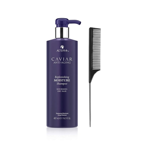 Alterna Caviar Anti-Aging Replenishing Moisture Shampoo | For Dry, Brittle Hair | Protects, Restores & Hydrates | Sulfate Free (with Free Tail Combs) 16.5 Fl Oz