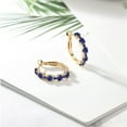 thumbnail image 4 of Gem Stone King 18K Yellow Gold Plated Silver Blue Created Sapphire Hoop Earrings for Women (2.86 Cttw, Round 4MM and 1.9MM, Gemstone Birthstone 1 inch Diameter), 4 of 4