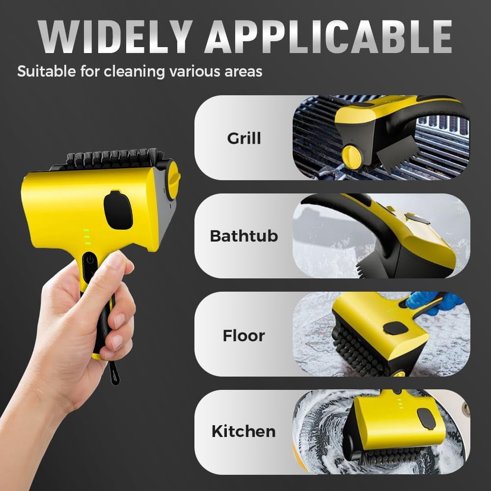 Outdoor Electric BBQ Brush, 360° Rotating Grill Cleaner, 7.4V Dual-Speed Power Control, Rechargeable, Includes 2 Brush Heads