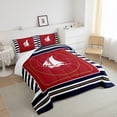 thumbnail image 3 of Feelyou Red Sailboat Rudder Queen Comforter Set, Ocean Nautical Bedding Sets, Fashion Stripes Abstract Bedding Comforter Set, Ultra Soft Bedroom Decor, 3 Pieces, 3 of 8
