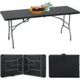 thumbnail image 1 of FDW 6' Folding Table – Portable, Heavy-Duty, Fold-in-Half Design for Parties, Events, IndoorOutdoor Use – 70x29", Black, 1 of 7
