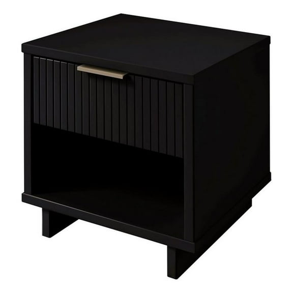 Manhattan Comfort Granville Engineered Wood Nightstand 1.0 in Black