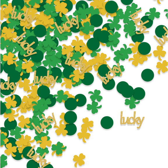 100PCS St. Patrick's Day Confetti, Green and Gold Shamrock Clover, Lucky Glitter Table Scatter Party Decoration