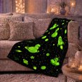 thumbnail image 6 of Playful Neon Green Aliens Rockets Outer Space, Playful Fantasy Scene, Warm Flannel Blanket for Living Room and Bedroom, Celestial Art Lovers Housewarming Gift, Fantasy Home Decor, 6 of 9