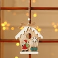 thumbnail image 5 of D-GROEE Wooden House Christmas Tree Ornaments - Set of 3 - Small Wooden Rustic House Hanging Ornament - Rustic Farmhouse Xmas Decorations, 5 of 8