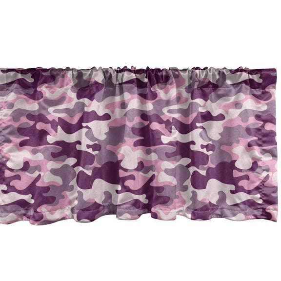 Ambesonne Abstract Window Valance, Army Camouflage Patterns, 42" x 12", Plum Pale Pink Mauve