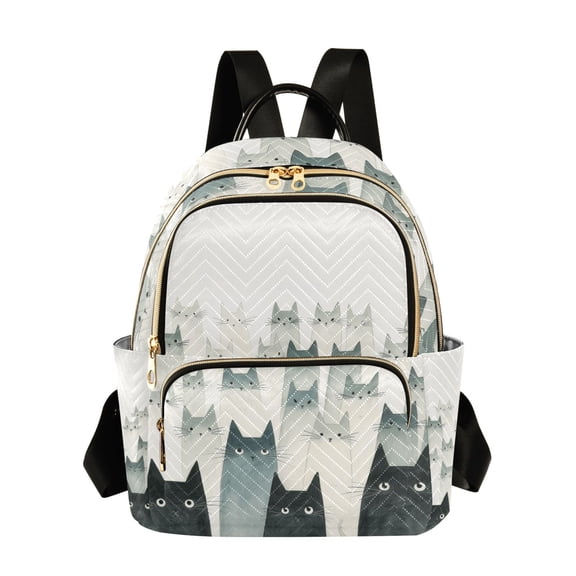 JIALIOU Mini Backpack Purse for Women Quilted Casual Daypack Small Travel Shoulder Bag, Watercolor Various Cats