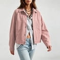 thumbnail image 5 of vdgthytj Jackets for Women Snap Button Lapel Collar Long Sleeve Cropped Fashion Fall Casual Outerwear with Chest Pockets(X-Large,Pink), 5 of 8
