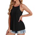 thumbnail image 6 of Rciityk Tank Top for Women Summer Tops Casual Round Neck Sleeveless Shirts Basic Solid Color Pleated Camisole Shirts, Black L, 6 of 8